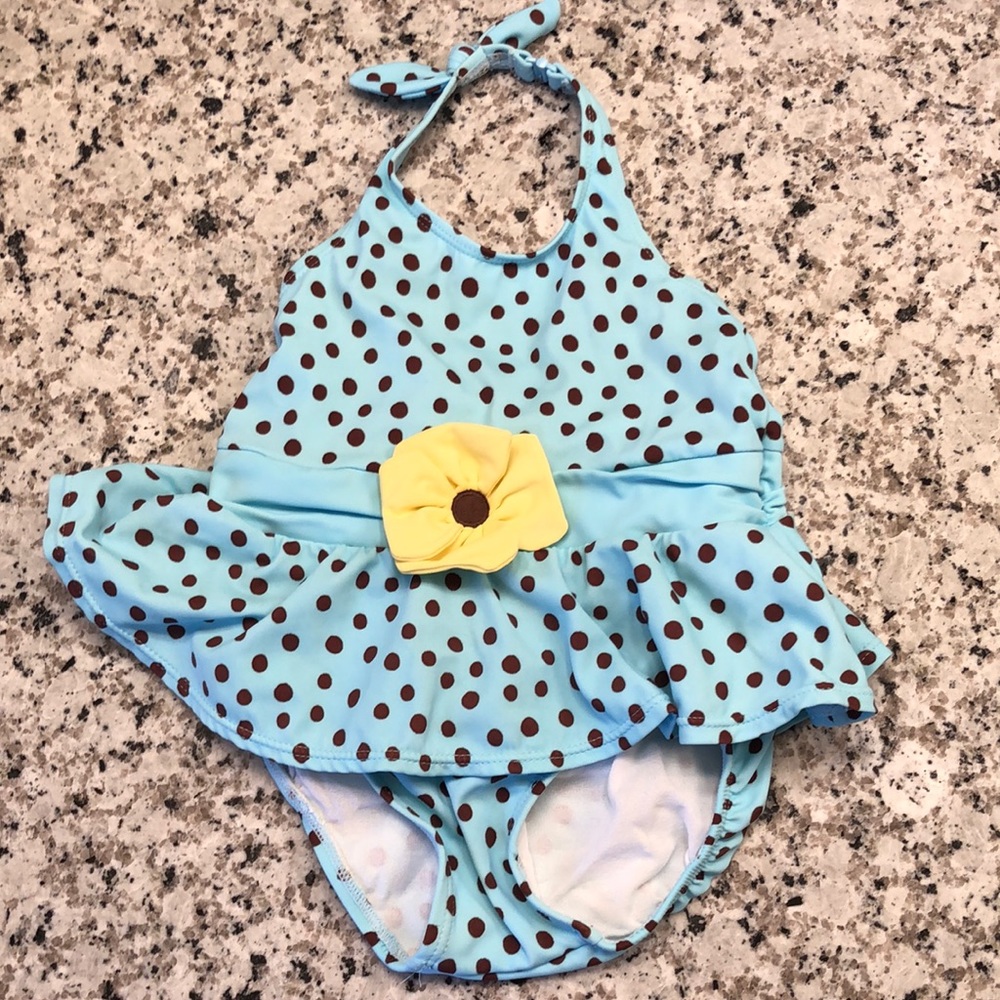 🎉 5/$15 Gymboree Blue/brown polka dot swim suit